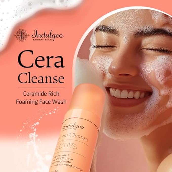 Indulgeo ESSENTIALS CERA CLEANSE - CERAMIDE FOAMING FACE WASH, 50ML - FOR ALL SKIN TYPES | 100% ORGANIC & CRUELTY FREE | HAND MADE - Image 2